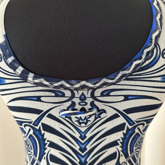 Jean Paul Gaultier Soleil Tattoo Print Mesh Bodycon Maxi Dress size L - Picture 6 of 9